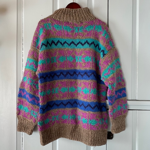 Sold🎈Vintage 90s Wool Sweater Collar Handmade Ecuador - Picture 14 of 14